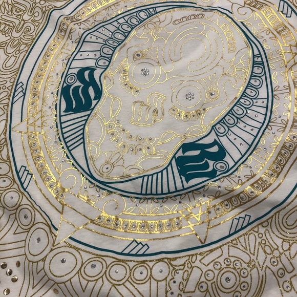 ROCAWEAR rhinestone skull white top size S - Picture 2 of 5